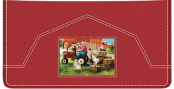 Farm Animals Red Checkbook Cover