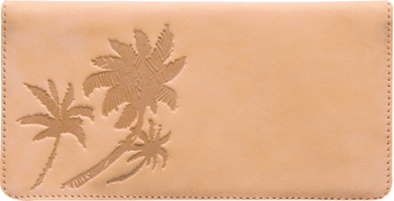 Palm Trees Tan Leather Checkbook Cover