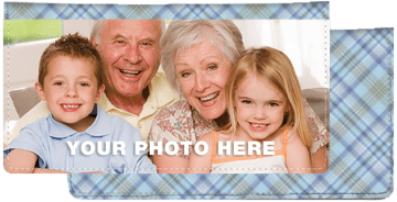 Blue Plaid Fabric Photo Checkbook Cover - click to view product detail page