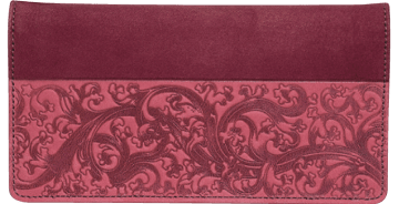 Burgundy Embossed Leather Checkbook Cover - click to view product detail page