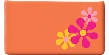 Retro Flower Orange Checkbook Cover