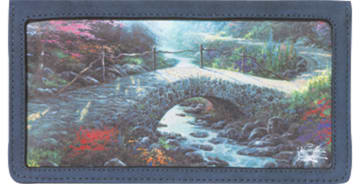 Bridge of Faith Blue Leather Checkbook Cover