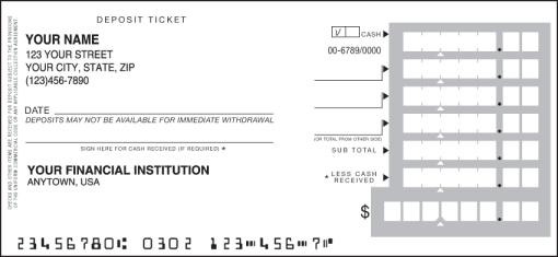 One-Part Deposit Slips - enlarged image