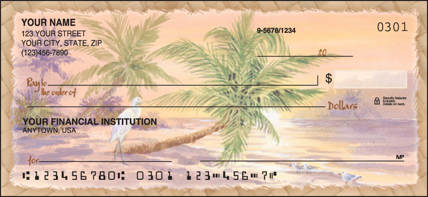 Palm Trees Scenic Personal Checks – 1 Box – Singles