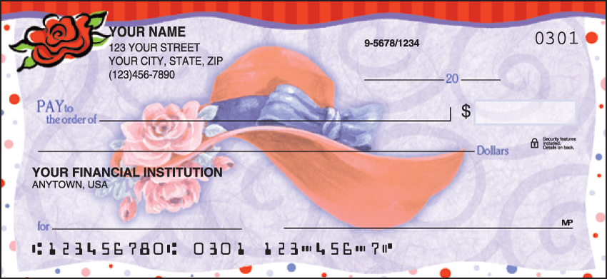 Red Hat Revue Girly Personal Checks – 1 Box – Duplicates
