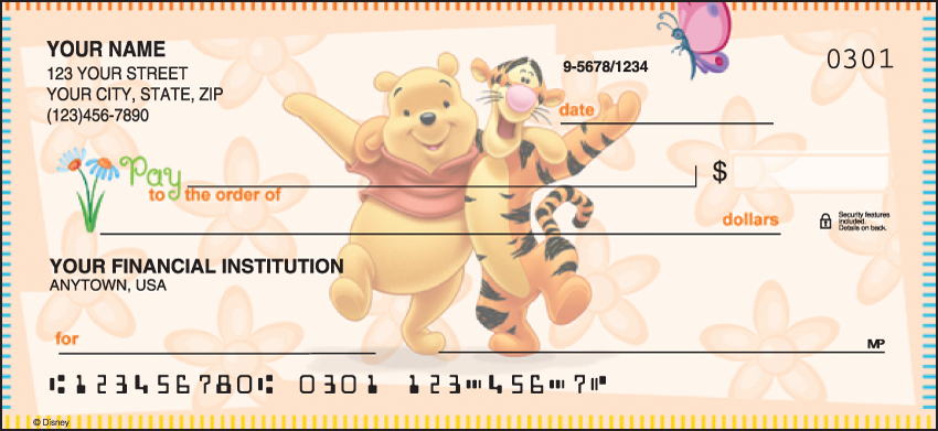 Winnie the Pooh Disney Personal Checks – 1 Box – Duplicates